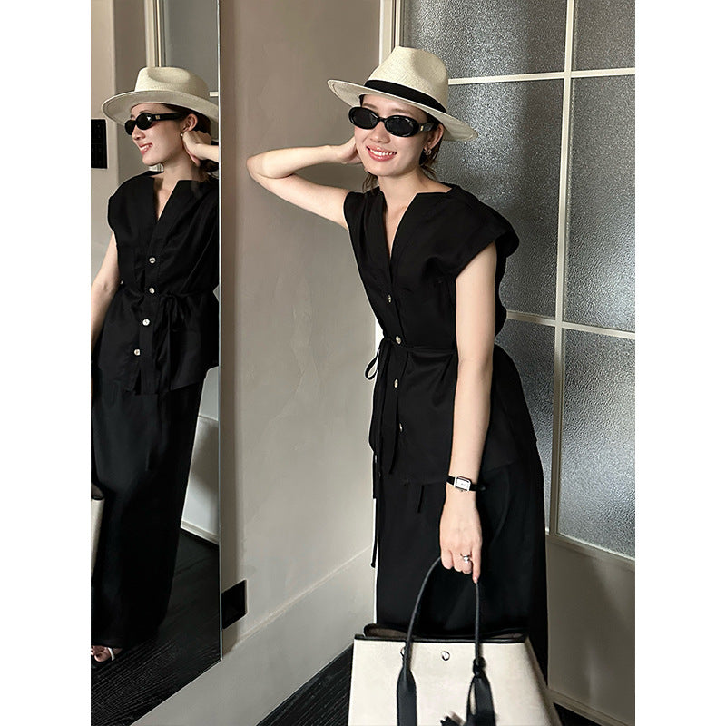 Linen Shirt & Skirt Casual Set