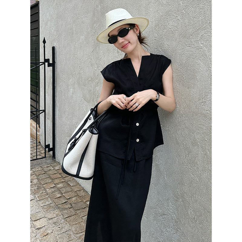 Linen Shirt & Skirt Casual Set