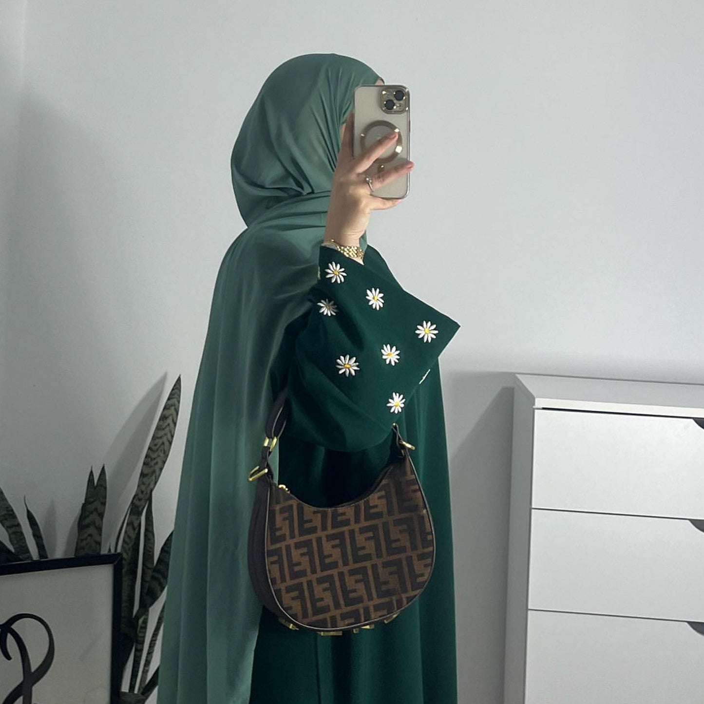 Turkey Elegant Embroidered Daisy dress Robe