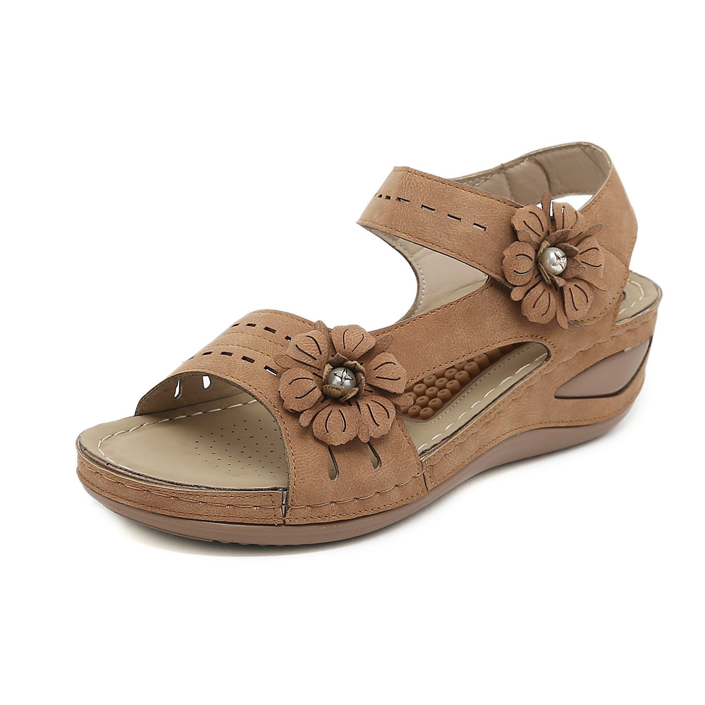 Synthetic Leather European And American Sandals Women's Casual Mom Shoes Plus Size Wedge Sandals