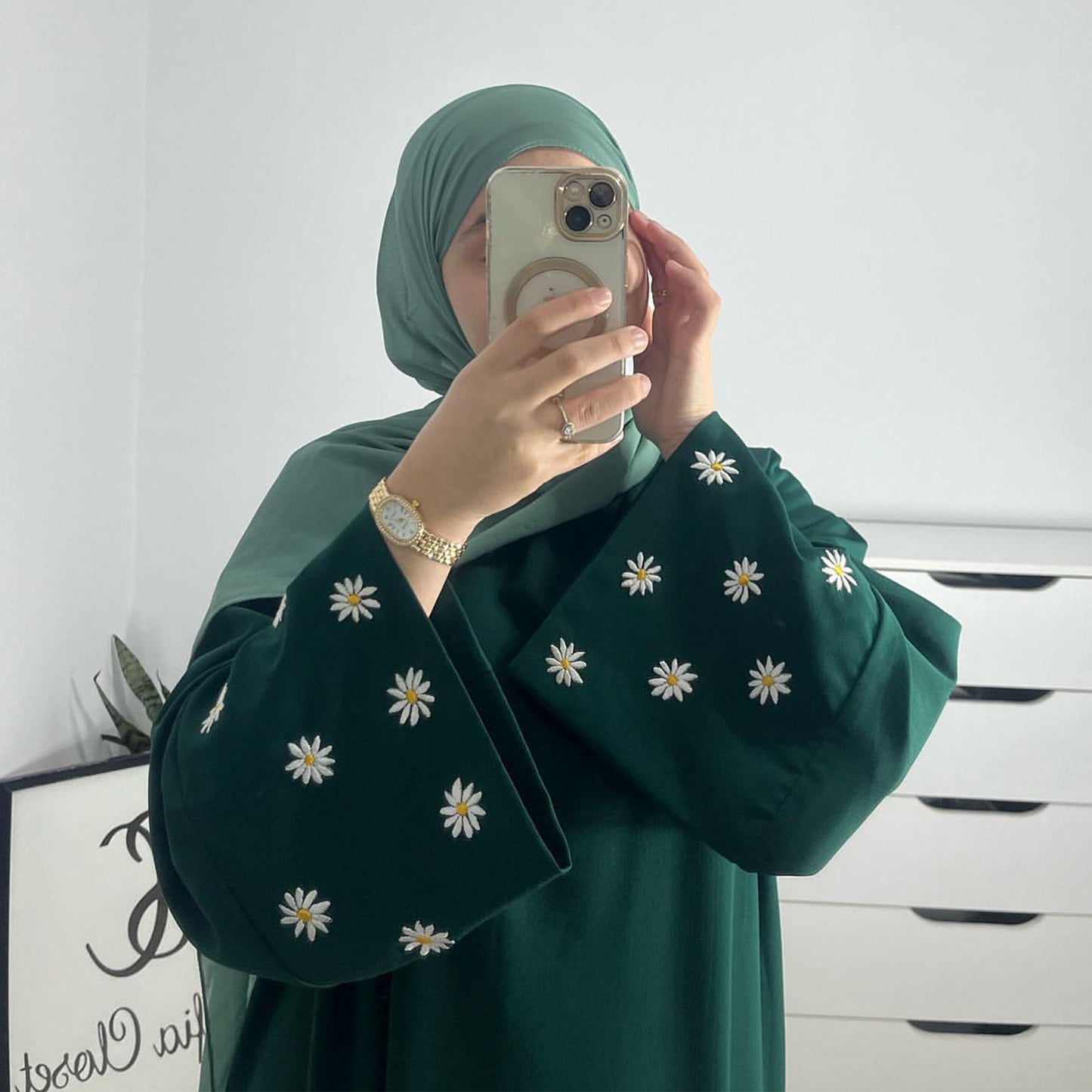 Turkey Elegant Embroidered Daisy dress Robe