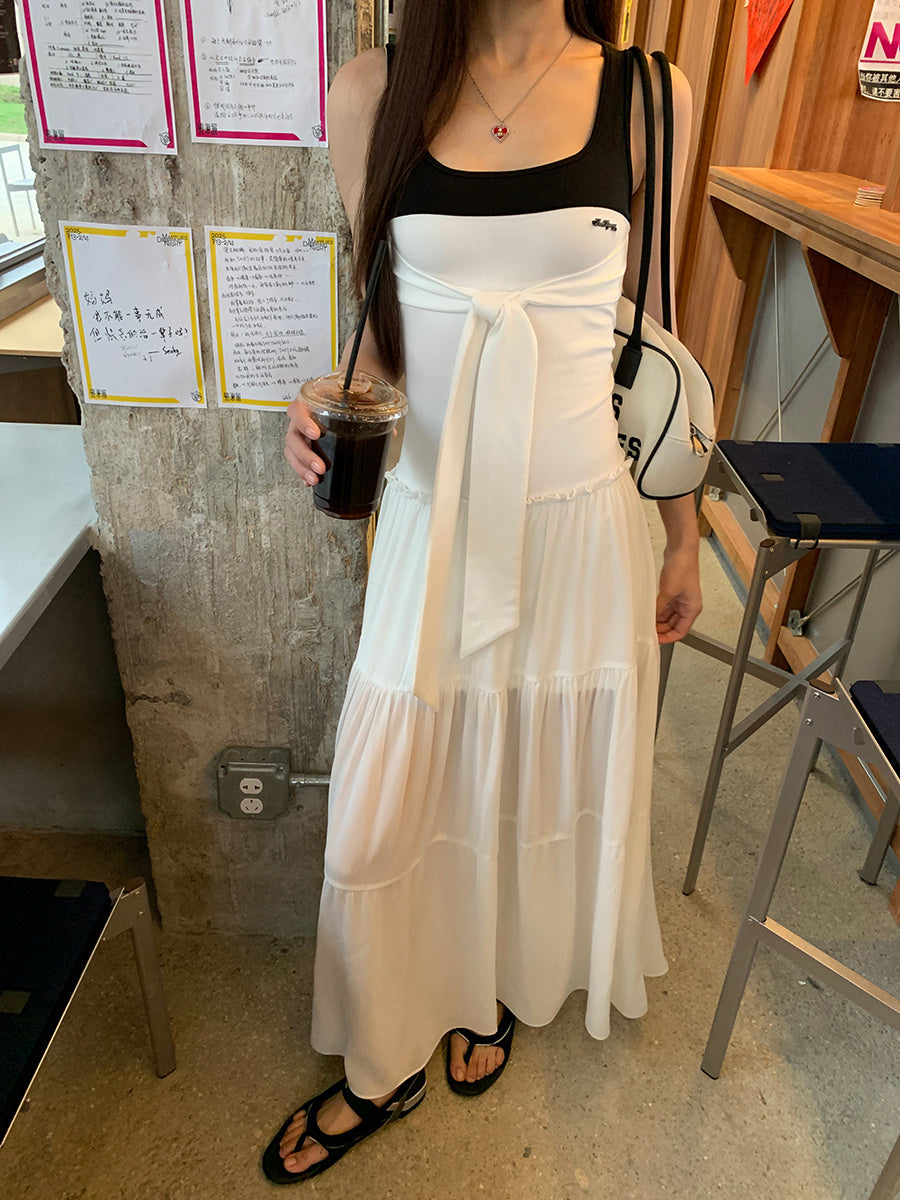 A- Line French Waist Graceful Slip Dress
