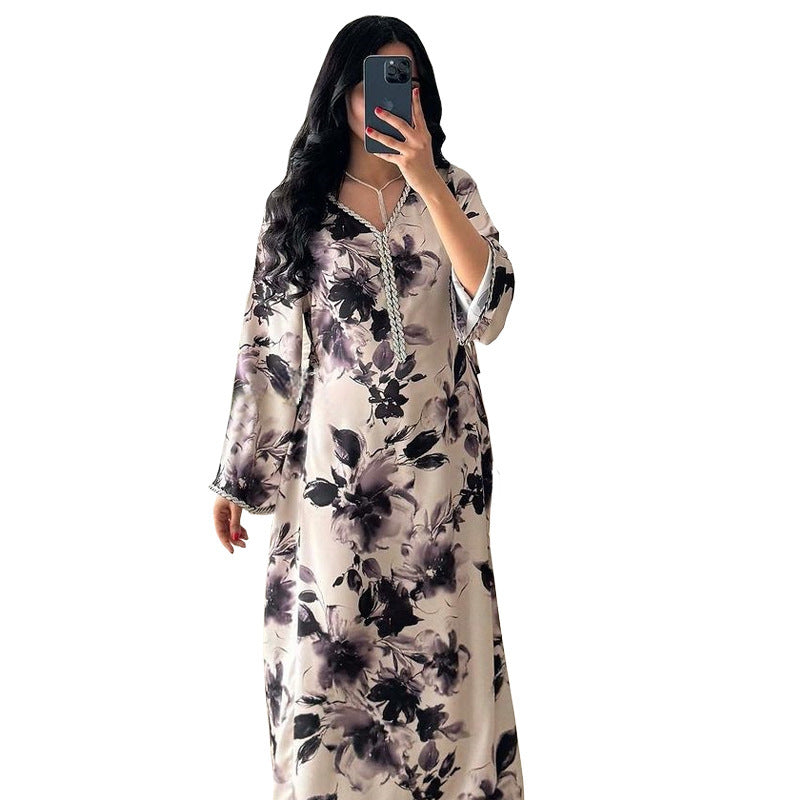 Printed diamond studded dress