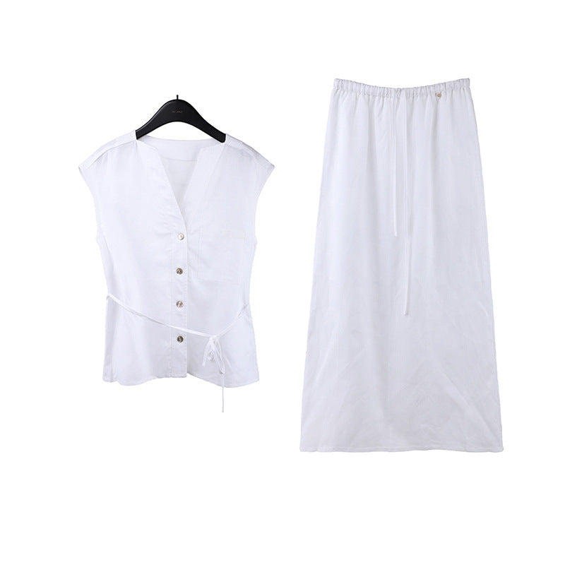 Linen Shirt & Skirt Casual Set