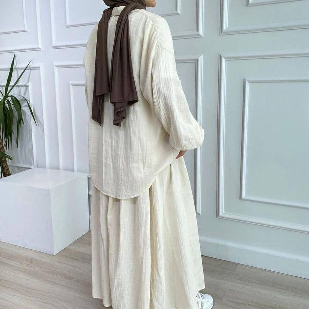 Puff sleeve blouse and skirt