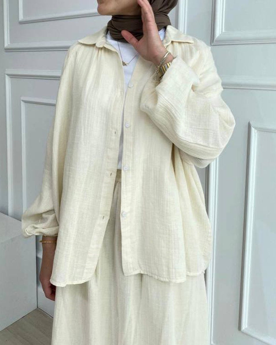 Puff sleeve blouse and skirt