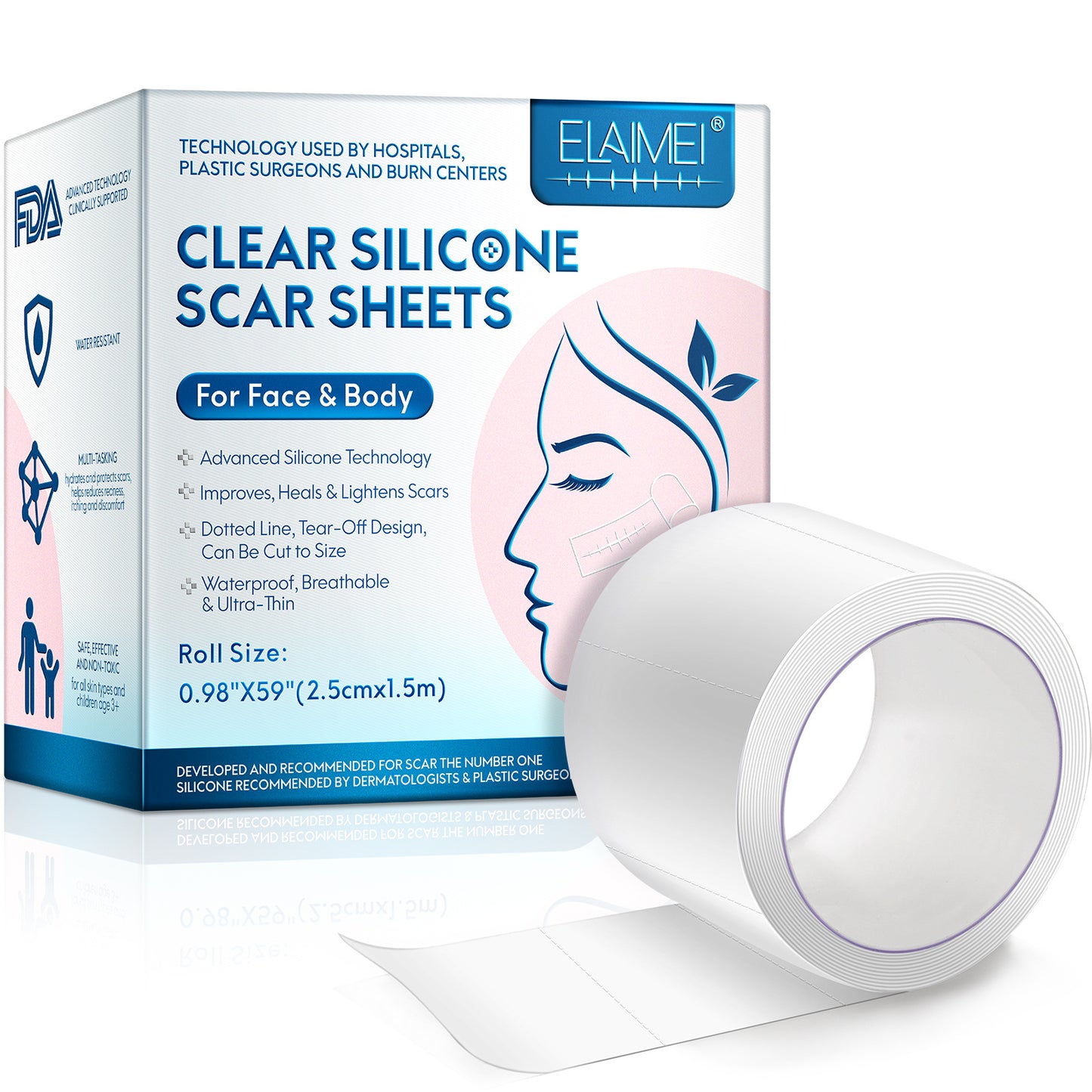 ELAIMEI Facial Invisible Scar Sticker Roll Self-adhesive Waterproof Breathable